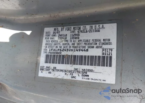 1997 Ford Thunderbird Lx z USA, uszkodzony, nr VIN 1FALP6245VH149448